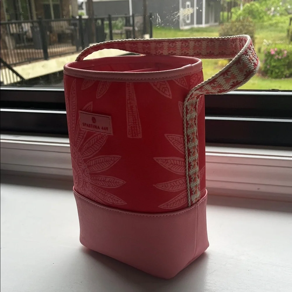 Spartina 449 Coral Pink Printed Wine Bottle Carrier - Picture 2 of 4